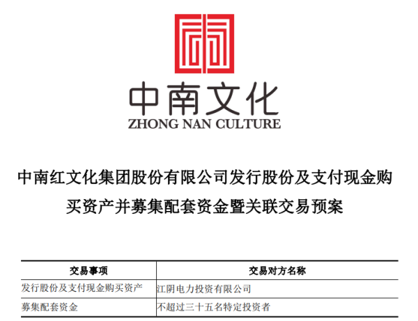 中南文化拟控股“标杆电厂”，估值未定尚无业绩承诺条款