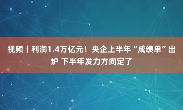 视频丨利润1.4万亿元！央企上半年“成绩单”出炉 下半年发力方向定了