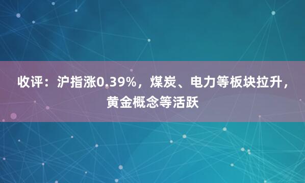 收评：沪指涨0.39%，煤炭、电力等板块拉升，黄金概念等活跃