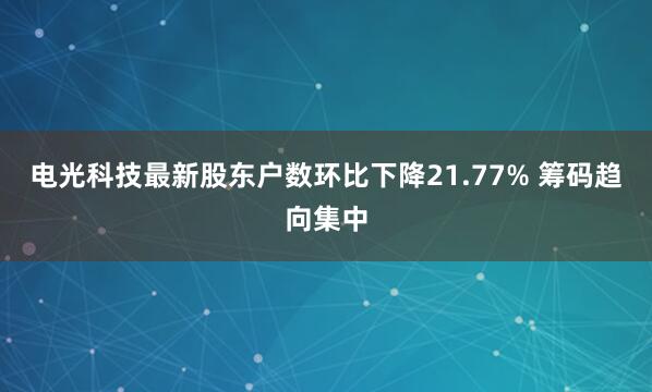 电光科技最新股东户数环比下降21.77% 筹码趋向集中