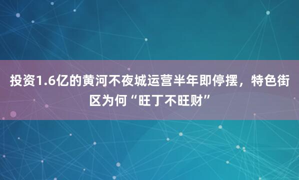 投资1.6亿的黄河不夜城运营半年即停摆，特色街区为何“旺丁不旺财”