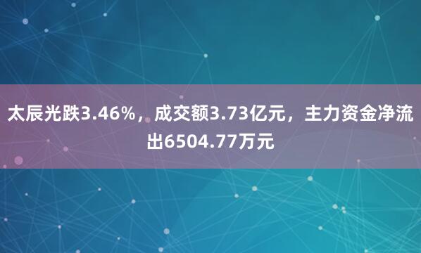太辰光跌3.46%,成交额3.73亿元,主力资金净流出6504.77万元