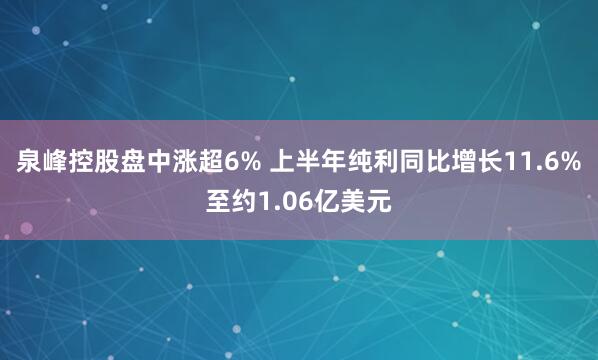 泉峰控股盘中涨超6% 上半年纯利同比增长11.6%至约1.06亿美元