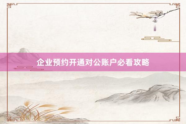 企业预约开通对公账户必看攻略