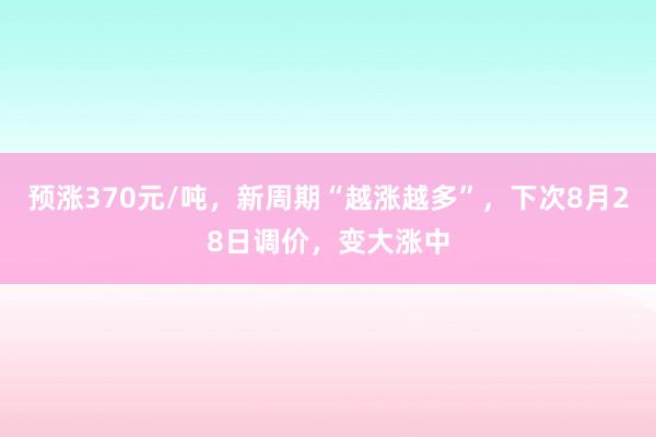 预涨370元/吨，新周期“越涨越多”，下次8月28日调价，变大涨中