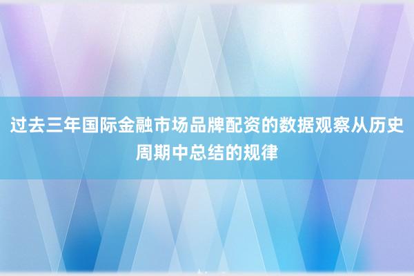 过去三年国际金融市场品牌配资的数据观察从历史周期中总结的规律