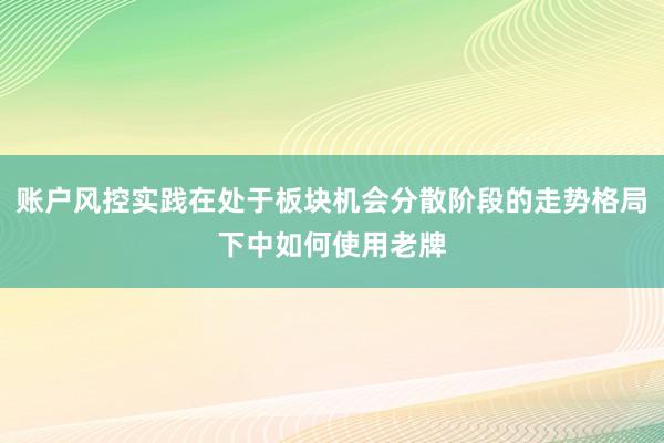 账户风控实践在处于板块机会分散阶段的走势格局下中如何使用老牌