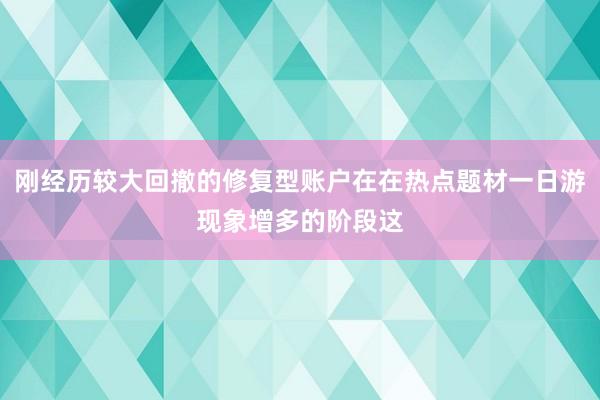 刚经历较大回撤的修复型账户在在热点题材一日游现象增多的阶段这