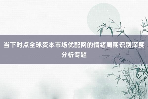当下时点全球资本市场优配网的情绪周期识别深度分析专题