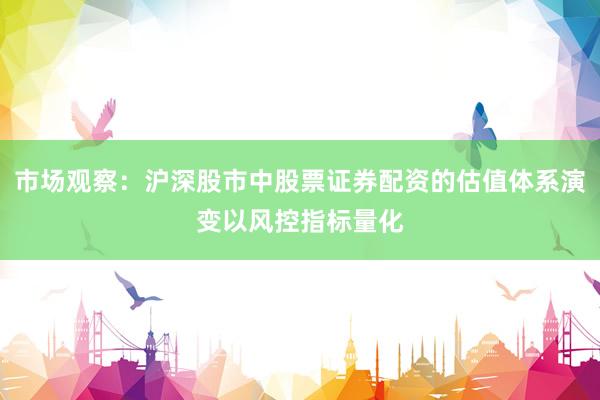 市场观察：沪深股市中股票证券配资的估值体系演变以风控指标量化