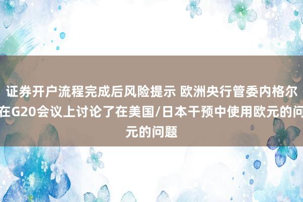 证券开户流程完成后风险提示 欧洲央行管委内格尔：在G20会议上讨论了在美国/日本干预中使用欧元的问题