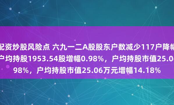 配资炒股风险点 六九一二A股股东户数减少117户降幅0.97%，流通A股户均持股1953.54股增幅0.98%，户均持股市值25.06万元增幅14.18%