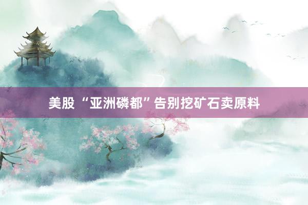 美股 “亚洲磷都”告别挖矿石卖原料