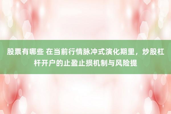 股票有哪些 在当前行情脉冲式演化期里，炒股杠杆开户的止盈止损机制与风险提