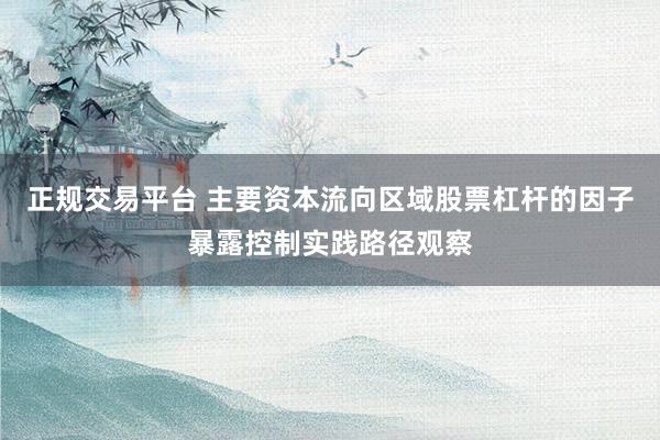 正规交易平台 主要资本流向区域股票杠杆的因子暴露控制实践路径观察