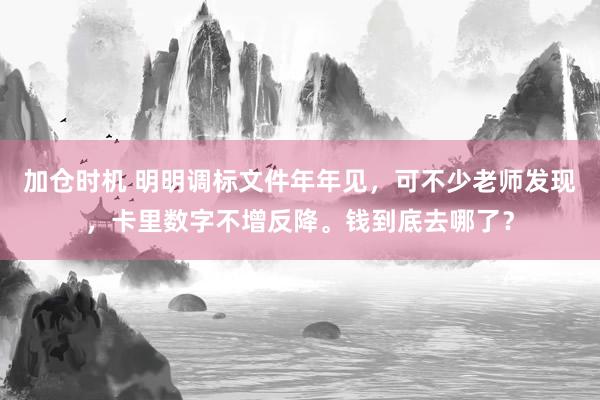 加仓时机 明明调标文件年年见，可不少老师发现，卡里数字不增反降。钱到底去哪了？