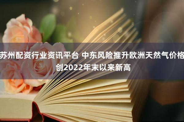 苏州配资行业资讯平台 中东风险推升欧洲天然气价格 创2022年末以来新高